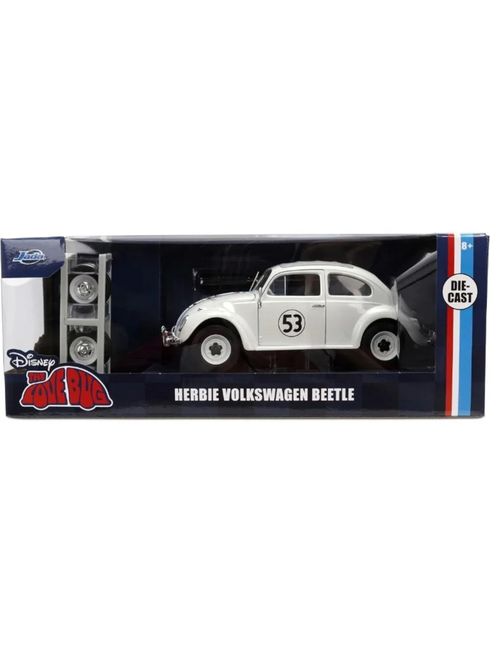 Die-Cast Volkswagen Beetle Model Car with Tire Rack - 1:24 Scale Collectible Toy